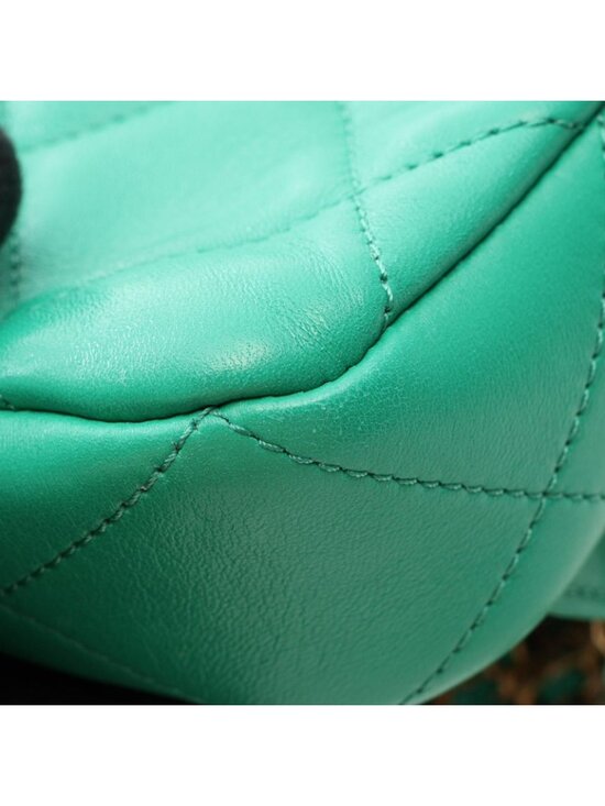 Chanel Backpack Quilted Square Chain Green Lambskin